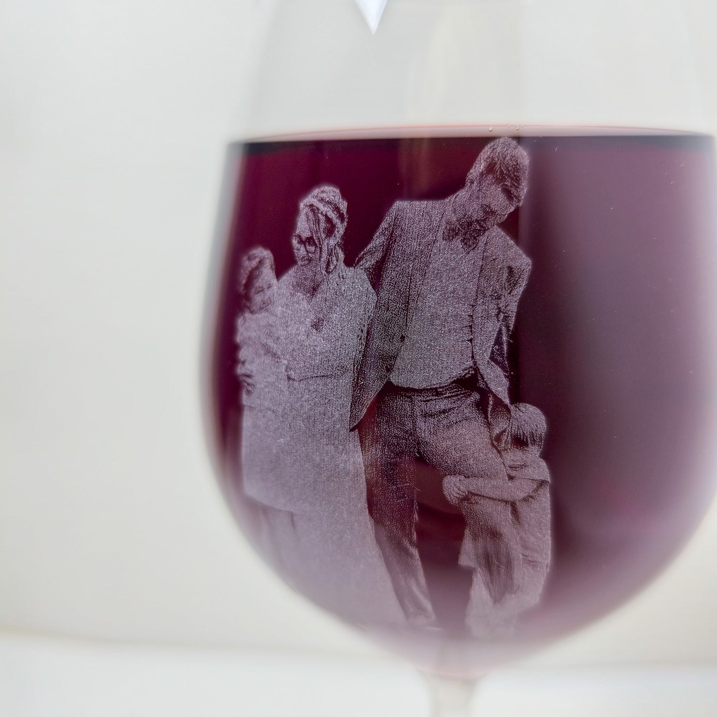 Photo engraved wine glass with name