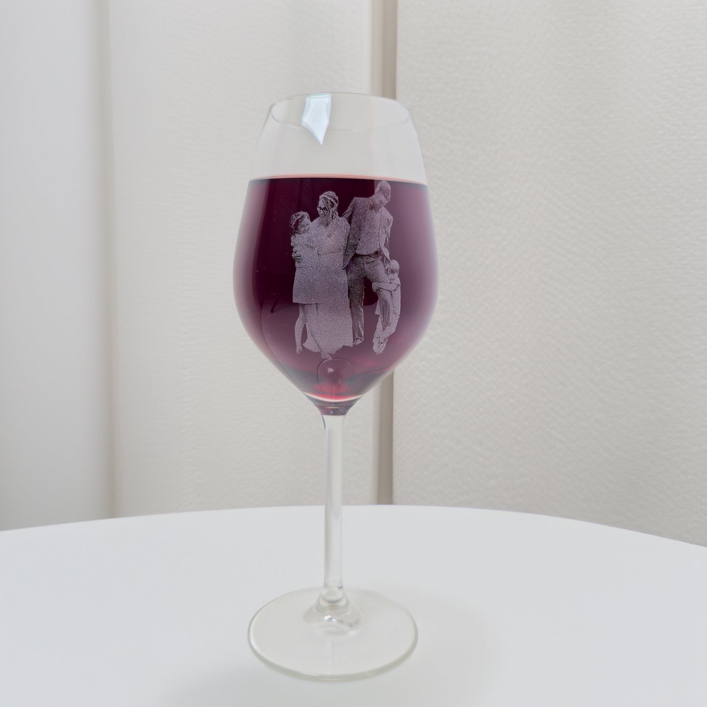 Photo engraved wine glass with name