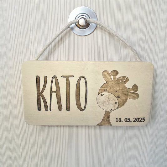 Birth name tag with engraving – custom made (ON REQUEST)