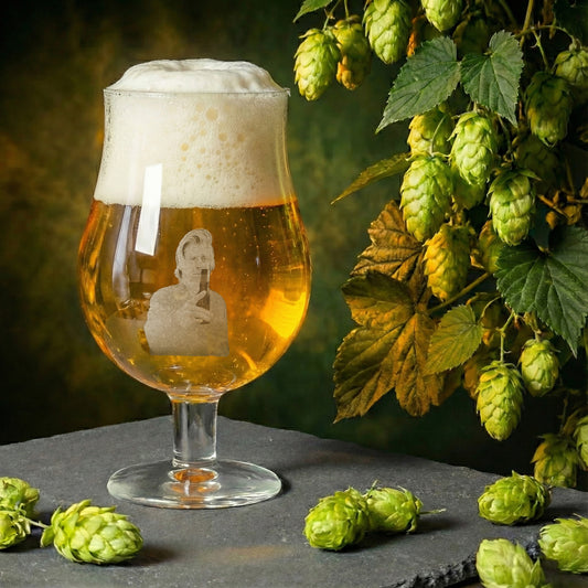 Verre à bière gravé avec photo et nom - Verre à bière avec photo