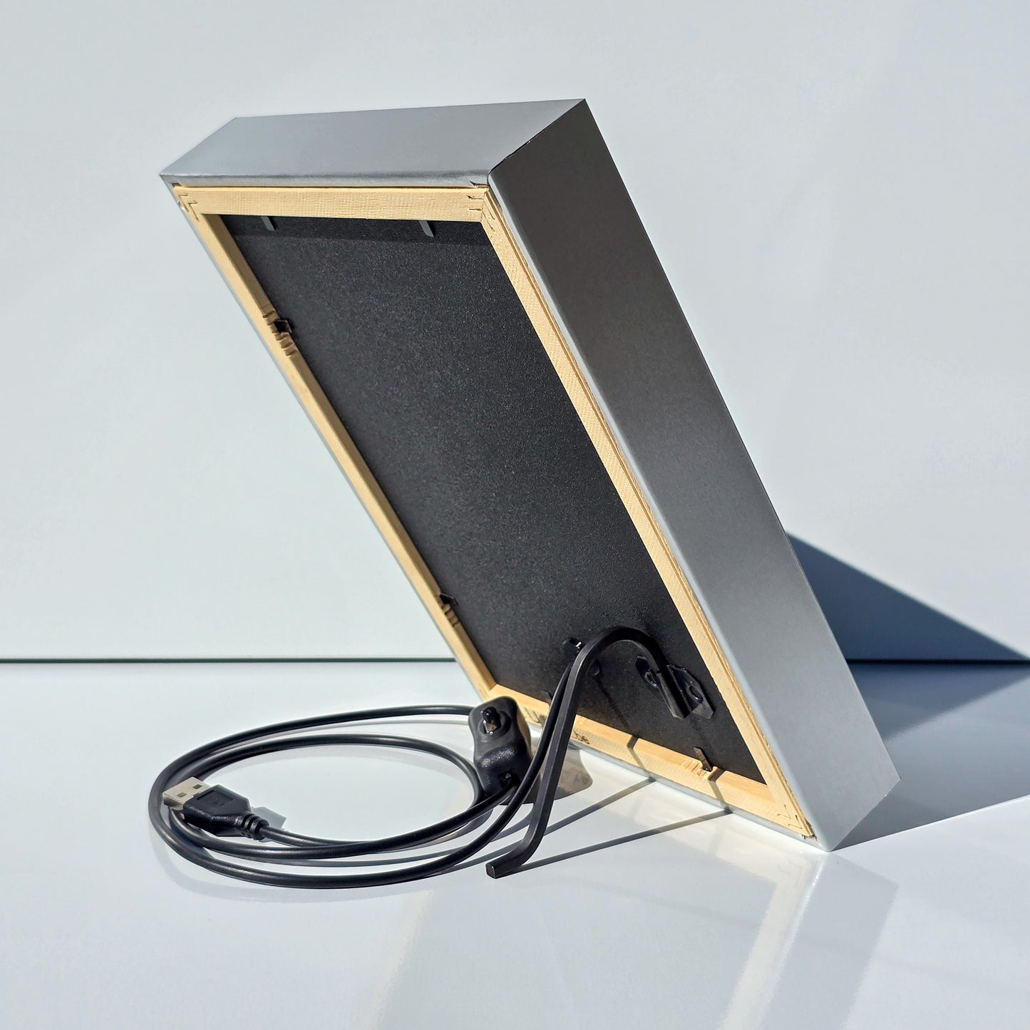 Fotolamp-urne Externa in Satin Steel | Zilverkleurig asbuisje | FAURA