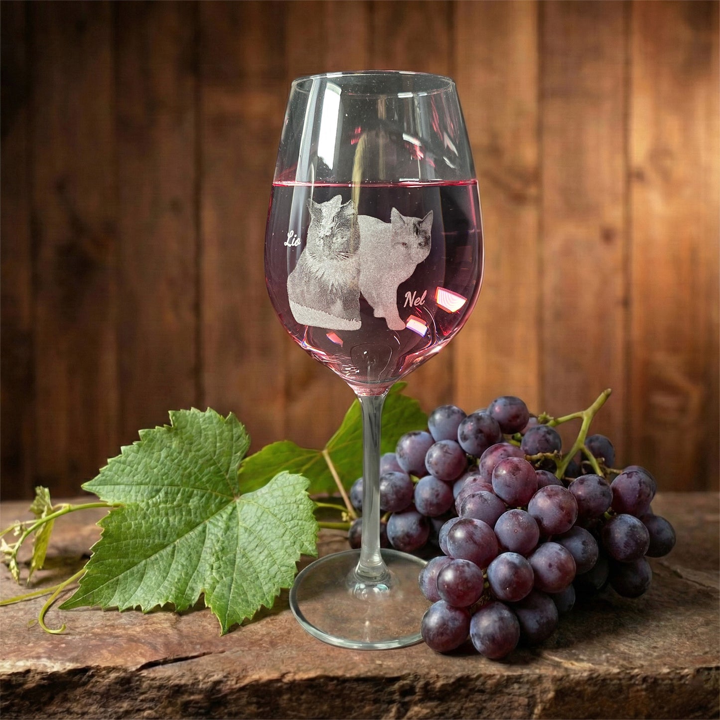 Verre à vin gravé avec photo et nom - Verre à vin avec photo