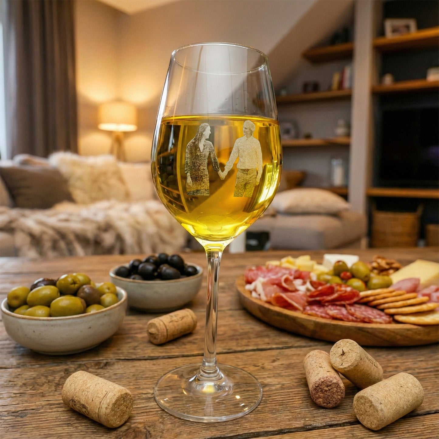 Verre à vin gravé avec photo et nom - Verre à vin avec photo